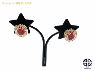クレサンベール CRESCENT VERT CV 京セラ K18 18金イエローゴールド 合成ルビー ダイヤモンド イヤリング アクセサリー 【 TM2202106 】の基本紹介画像