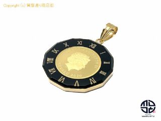 K24 K18 24金 18金イエローゴールド エリザベス2世 ツバルコイン 1/25オンス 金貨 コイン ペンダント チャーム 約4.9g 【 TM2202102 】の基本紹介画像