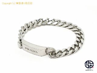 プラダ PRADA プラダ SV925 シルバー ロゴ メンズ チェーン ジュエリー ブレスレット アクセサリー Mサイズ 【 TM2205012 】の基本紹介画像