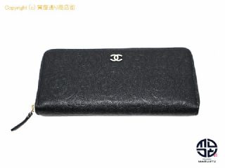 シャネル CHANEL シャネル キャビア カメリア エンボス ブラック ゴールド金具 ジッピーウォレット 長財布 【 TM2205015 】の基本紹介画像