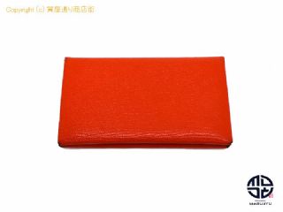 エルメス HERMES エルメス シェーブル オレンジ カルヴィ カードケース 名刺入れ A刻印(2017製) 【 TM2208009 】の基本紹介画像