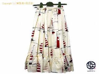 グッチ GUCCI グッチ フレアスカート ヨット総柄 アイボリー/レッド 【 TM2211137 】の基本紹介画像