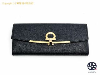 フェラガモ Ferragamo フェラガモ ガンチーニ 黒 長財布 サイフ パスケース付 22D150 パスケース付き 【 TM2303003 】の基本紹介画像