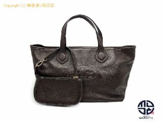 バリー BALLY バリー ブラウン 茶 レザー トートバック ポーチ付き 【 TM2304116 】の基本紹介画像