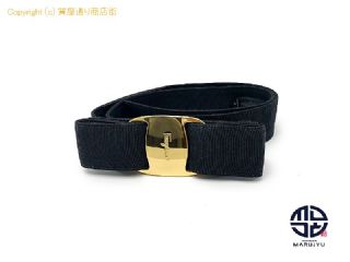フェラガモ Ferragamo フェラガモ ヴァラ リボン ブラック ゴールド金具 レディース ベルト アパレル 【 TM2305101 】の基本紹介画像