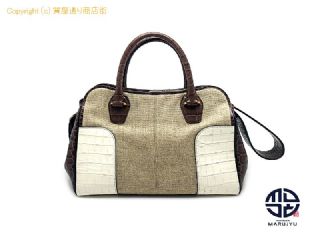 トッズ TODS トッズ クロコ型押し キャンバス 2WAYショルダーバック ハンドバック 【 TM2306002 】の基本紹介画像