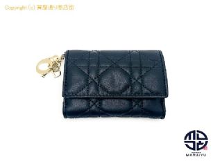 クリスチャン ディオール DIOR ディオール レディディオール 黒 ロータス ウォレット カナージュ 3つ折り財布 S0181ONMJ サイフ 【 TM2306005 】の基本紹介画像