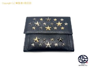 ジミーチュウ JIMMY CHOO ジミーチュウ FRIDA フリーダ スター スタッズ 黒 2つ折りサイフ 財布 【 TM2306055 】の基本紹介画像