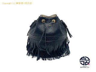 ジェイアンドエムデヴィッドソン J&M DAVIDSON ジェイアンドエムデヴィッドソン 黒 レザー カーニバル 巾着型 フリンジ ショルダーバック ラージ 【 TM2306092 】の基本紹介画像