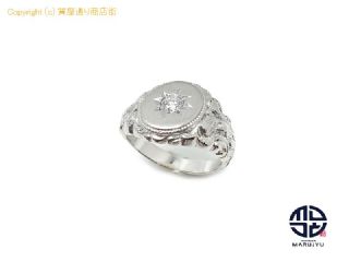 PT900 プラチナ ダイヤモンド D0.26ct 印台 メンズ リング 指輪 約18号 アクセサリー 【 TM2306042 】の基本紹介画像