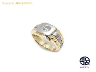 K18 PT900 18金イエローゴールド プラチナ コンビ ダイヤモンド 印台 ダイヤモンド リング 指輪 約13.5号 アクセサリー 【 TM2306039 】の基本紹介画像