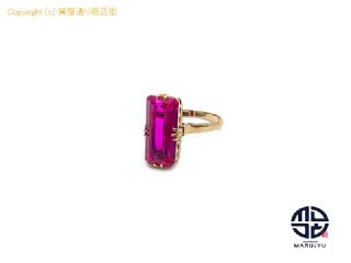 K18 18金イエローゴールド 合成石 ピンク石 リング 指輪 約8号 アクセサリー 【 TM2307046 】の基本紹介画像