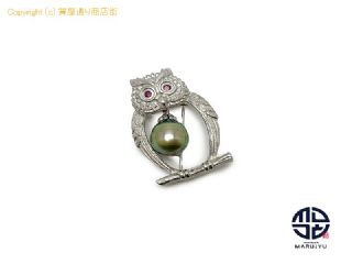SV925 シルバー タヒチパール 黒蝶 真珠 ふくろう 梟 フクロウ ペンダント兼ブローチ アクセサリー※ポスト投稿でのご発送になります。 【 TM2307059 】の基本紹介画像