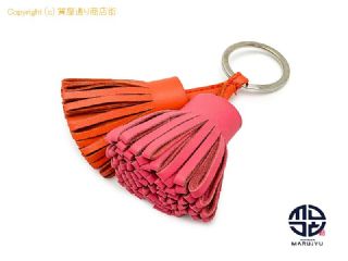 エルメス HERMES エルメス カルメン ウノドス タッセル フリンジ バックチャーム キーホルダー キーリング オレンジ ピンク 【 TM2309126 】の基本紹介画像