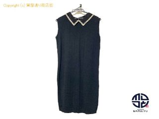 グレースクラス GRACE CLASS グレースクラス クリスタル付き ニット ワンピース レディース 服 アパレル サイズ36 バックレース フェイクパール付き襟 【 TM2310005 】の基本紹介画像