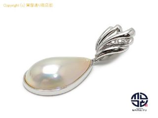 田崎真珠 TASAKI 田崎 タサキ K14WG 14金ホワイトゴールド マベパール 真珠 ダイヤ ペンダント トップ アクセサリー 【 TM2310077 】の基本紹介画像