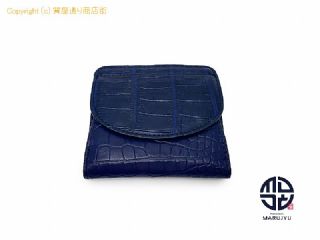 クロコダイル RODANIA ロダニア クロコダイル ネイビー コンパクト財布 サイフ アイリッシュブルー 【 TM2311196 】の基本紹介画像