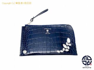 エイディエムジェ ADMJ クリスタル オーガナイザーパース クロコ型押し 22AWJ06012CR ネイビー サイフ 財布 ポーチ 【 TM2311197 】の基本紹介画像