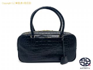 エーディーエムジェイ ADMJ エーディーエムジェイ クロコ型押し レザー ブラック ハンドバック 【 TM2312154 】の基本紹介画像