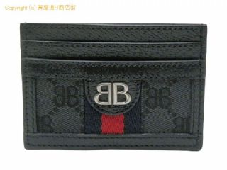 グッチ バレンシアガxグッチ BALENCIAGAxGUCCI ハッカープロジェクト キャンバス/レザー カードケース 680386 ブラック 【 SA532064 】の基本紹介画像