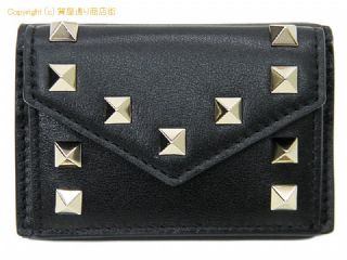 ヴァレンティノガラヴァーニ ヴァレンティノ ガラヴァーニ VALENTINO GARAVANI レザー ロックスタッズ 三つ折り財布/コンパクトウォレット 2W2P0Q47BOL ブラック 【 SA532178 】の基本紹介画像