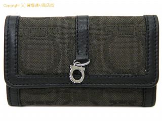 サルバトーレ・フェラガモ サルバトーレ・フェラガモ Salvatore Ferragamo キャンバス/レザー ガンチーニ キーケース 227595 ダークブラウン/ブラック 【 SA532309 】の基本紹介画像