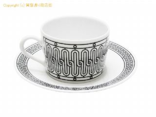 エルメス エルメス HERMES カップ&ソーサー Hデコ ホワイト/ブラック 【 SA532339 】の基本紹介画像