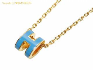エルメス エルメス HERMES ミニポップアッシュ ネックレス ブルージーンxゴールド金具 【 SA532345 】の基本紹介画像