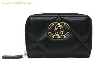 シャネル シャネル CHANEL ラムスキン CHANEL19 コインケース/カードケース AP0949 ブラック ゴールド金具 【 SA532486 】の基本紹介画像