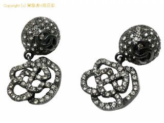 シャネル シャネル CHANEL カメリア CCマーク ラインストーン ピアス 00A ブラック 【 SA532484 】の基本紹介画像