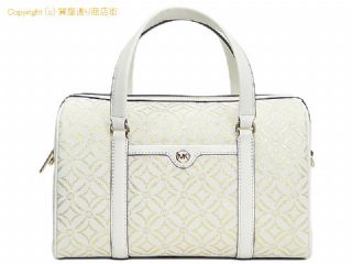 マイケルコース マイケルコース MICHAEL KORS トラベル ダッフル サッチェル 2WAYミニボストン 35F4GTFS6J ホワイト ゴールド 【 SA532508 】の基本紹介画像