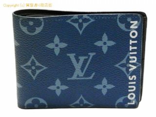 ルイ ヴィトン モノグラム ルイ・ヴィトン LOUIS VUITTON モノグラム メンズ 二つ折り札入/財布 ポルトフォイユ・スレンダー M82798 ブルー/ホワイト 【 SA532517 】の基本紹介画像