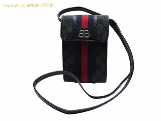 バレンシアガ バレンシアガ BALENCIAGAxGUCCI バレンシアガxグッチ ザハッカープロジェクト フォンポーチ/ミニショルダーバッグ 680130 ブラック 【 SA532593 】の基本紹介画像