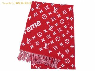 ルイ ヴィトン ルイ・ヴィトン LOUIS VUITTON ルイ・ヴィトンxシュプリーム マフラー MP1890 レッド 【 SA532602 】の基本紹介画像