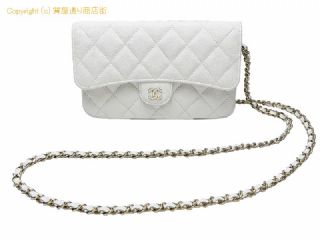シャネル スポーツライン シャネル CHANEL キャビアスキン マトラッセ フォンショルダー/チェーンウォレット AP2096 ホワイト ゴールド金具 【 SA532629 】の基本紹介画像
