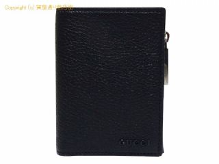 グッチ グッチ GUCCI レザー ロゴ コンパクトウォレット 2つ折り財布 817021 メンズ ブラック 【 SA532637 】の基本紹介画像