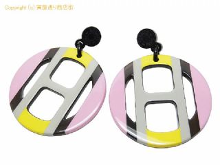 エルメス エルメス HERMES バッファローホーン ピアス Hエキップ グレー/ピンク/イエロー 【 SA532671 】の基本紹介画像