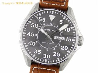 ハミルトン カーキ ハミルトン HAMILTON メンズ腕時計 カーキ アビエーション パイロット デイデイト H64715885 自動巻 革ベルト 【 SA66550 】の基本紹介画像