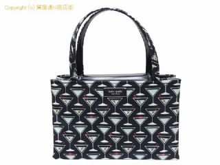ケイトスペード kate spade ケイトスペード 2WAYハンドバッグ/ショルダーバッグ KD007 カクテルグラス ポリエステル/レザー ブラック/ライトブルー 【 SA532720 】の基本紹介画像