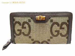 グッチ グッチ GUCCI ジャンボGG バンブー ジップアラウンドウォレット ラウンドファスナー長財布 658634 ベージュ&ダークブラウン 【 SA532736 】の基本紹介画像