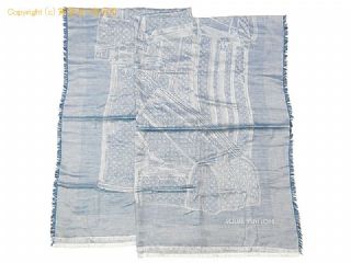 ルイ・ヴィトン ルイ・ヴィトン LOUIS VUITTON シルク/カシミヤ ショール スチーマー R98141 ブルー 大判 トランク 【 SA532790 】の基本紹介画像