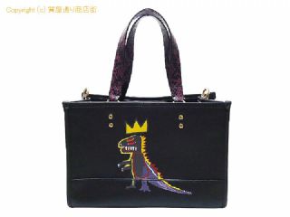 コーチ コーチ COACH レザー バスキアコラボ 2WAY トートバッグ C5661 ブラックパープル 【 SA532810 】の基本紹介画像