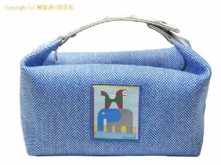 エルメス エルメス HERMES キャンバス ハンドポーチ ブリッドアブラックGM アニモー ブロック ブルージタンヌ 【 SA532829 】の基本紹介画像