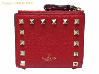 ヴァレンティノガラヴァーニ ヴァレンティノ ガラヴァーニ VALENTINO GARAVANI レザー ロックスタッズ 二つ折り財布 WW2P06W06VSH レッド 【 SA532889 】の基本紹介画像