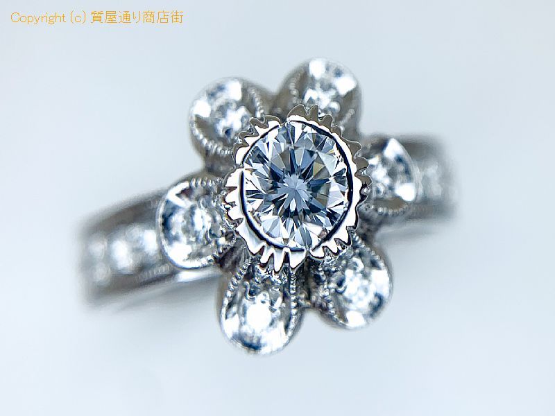18kt 18金ホワイトゴールド ダイヤモンド 花モチーフ フラワー リング 指輪 12号 ブランド刻印 質屋通り商店街 78 St 18kt 18金ホワイトゴールド ダイヤモンド 花モチーフ フラワー リング 指輪 12号 ブランド刻印 質屋通り商店街 78 St