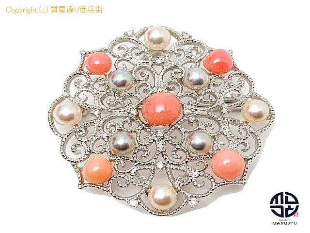 K18WG 18金ホワイトゴールド コンクパール アコヤパール ペンブローチ ペンダント チャーム 鑑別書付 【 TM2012013 】の基本紹介画像 K18WG 18金ホワイトゴールド コンクパール アコヤパール ペンブローチ ペンダント チャーム 鑑別書付 【 TM2012013 】の基本紹介画像