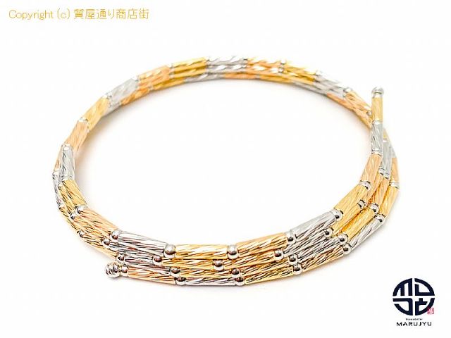 K18 18金スリーカラーゴールド ブレスレット バングル 17.6g 【 TM2012090 】の基本紹介画像 K18 18金スリーカラーゴールド ブレスレット バングル 17.6g 【 TM2012090 】の基本紹介画像