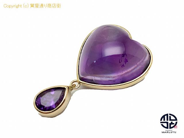 K18 18金イエローゴールド アメシスト ハート ペンダント チャーム 約5.0g 【 TM2103078 】の基本紹介画像 K18 18金イエローゴールド アメシスト ハート ペンダント チャーム 約5.0g 【 TM2103078 】の基本紹介画像