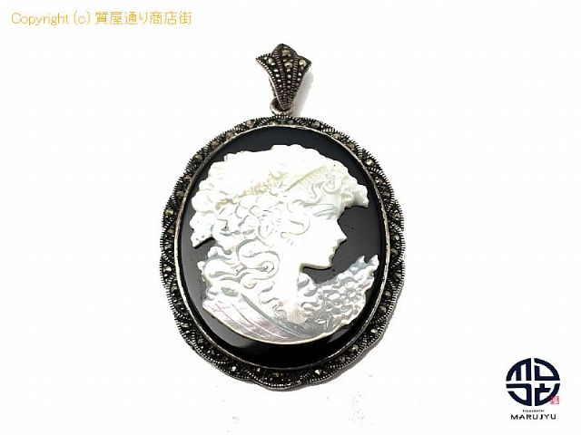 SV925 シルバー オニキス シェルカメオ ペンダント チャーム 約22.5g 【 TM2103189 】の基本紹介画像 SV925 シルバー オニキス シェルカメオ ペンダント チャーム 約22.5g 【 TM2103189 】の基本紹介画像