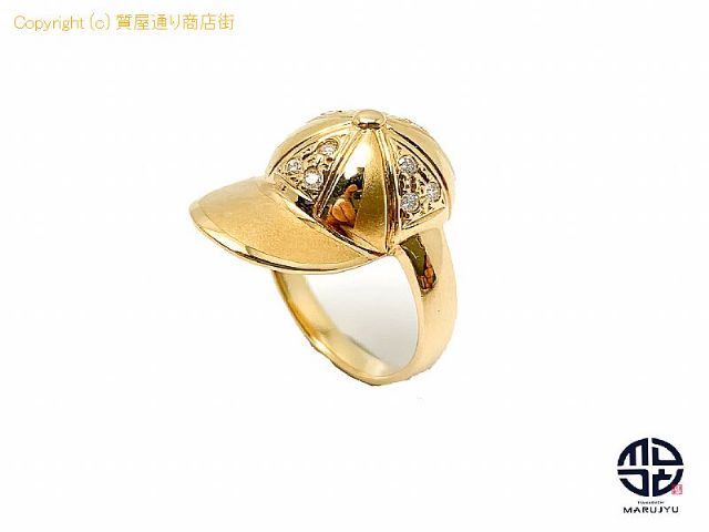 K18 18金イエローゴールド ダイヤモンド 帽子モチーフ リング 指輪 12号 【 TM2109094 】の基本紹介画像